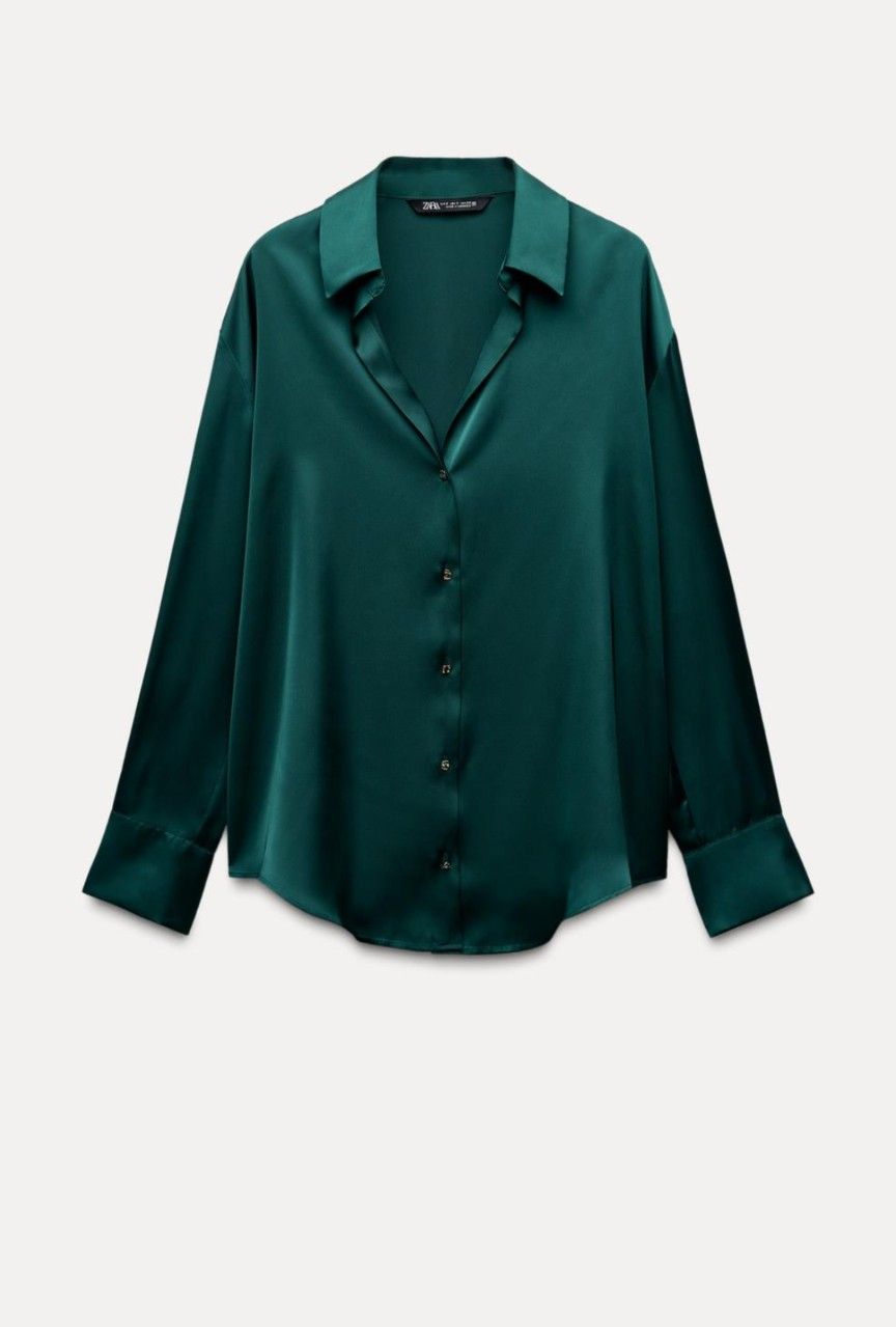 THE EMERALD SILK SATIN SHIRT