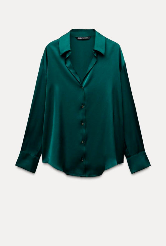 THE EMERALD SILK SATIN SHIRT