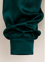 EMERALD SATIN WRAP DRESS