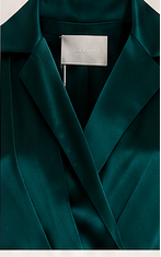 EMERALD SATIN WRAP DRESS