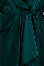 EMERALD SATIN WRAP DRESS